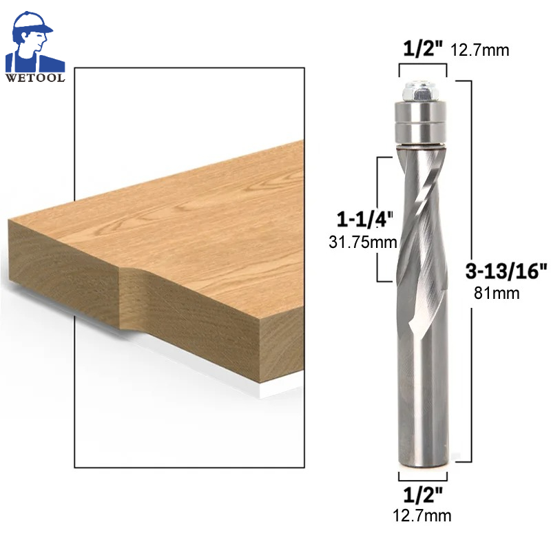 Cnc Bits - 1/2인치 12mm 생크 플러시 트림 솔리드