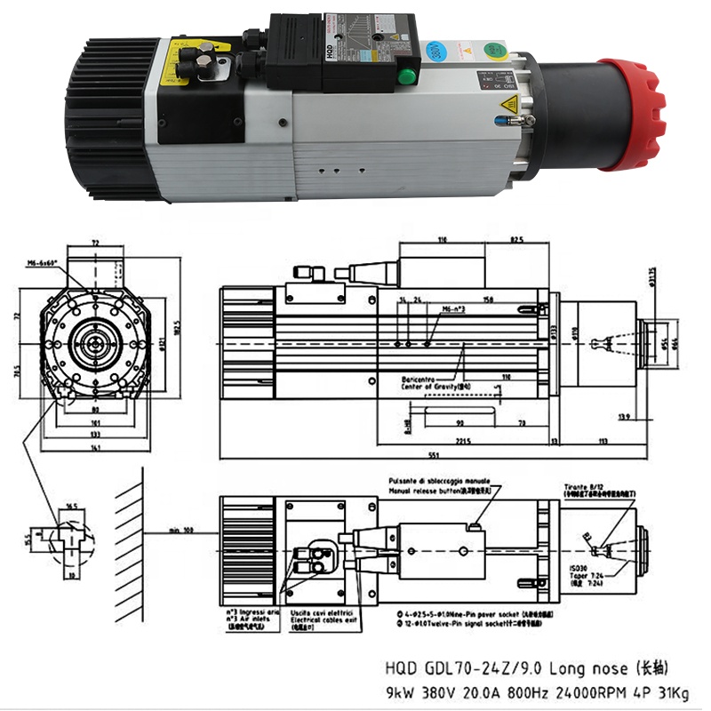 Spindle Motor - 공급업체 HQD 9kw 220v 380v 롱