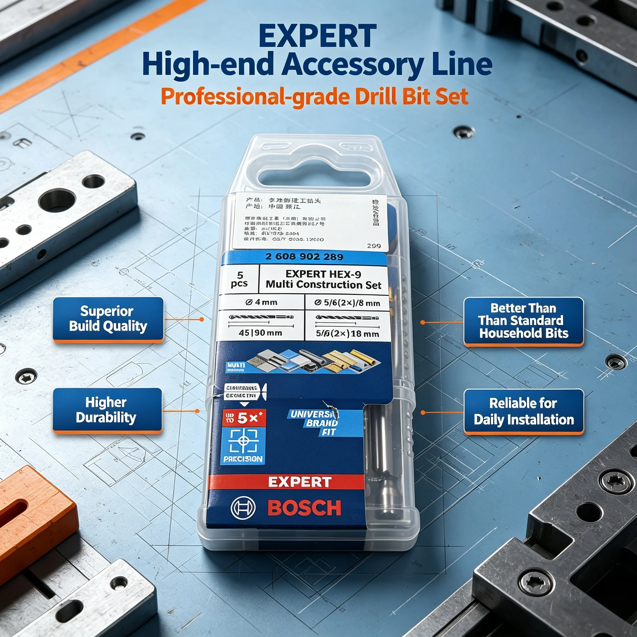Drill Bit Set - BOSCH 2608902289 EXPERT HEX-9 다목적 건설용