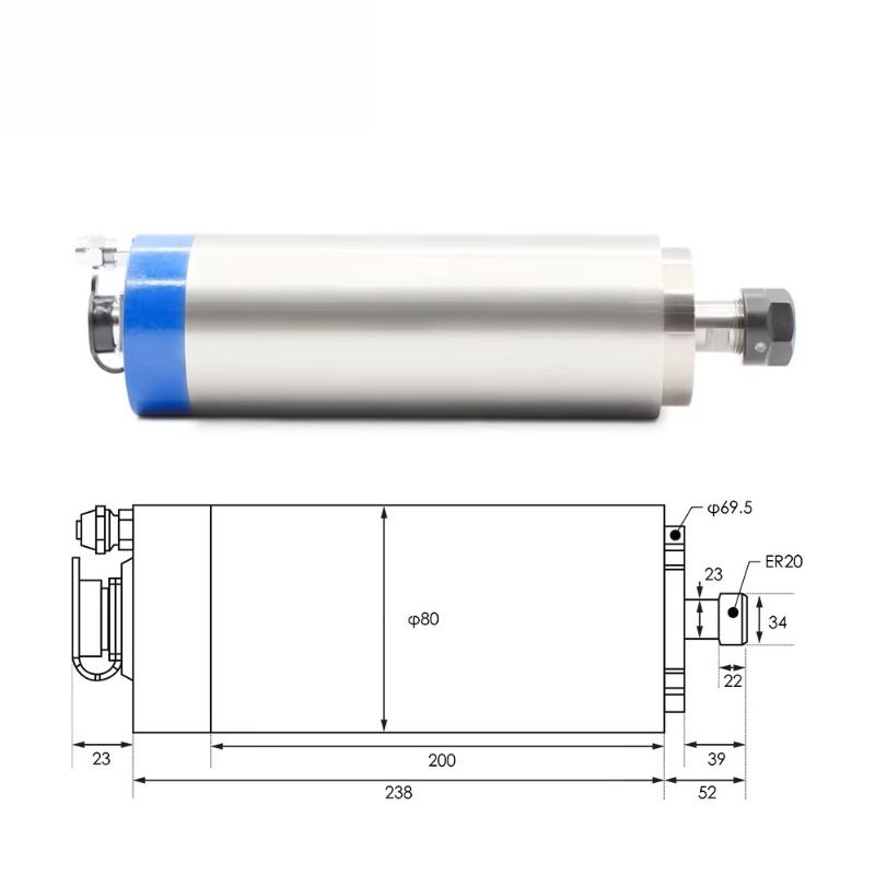 2.2kW ER20 수냉식 스핀들 모터, 80*230m - Spindle Motor 리뷰 및 가격