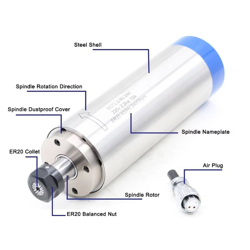 2.2kW ER20 수냉식 스핀들 모터, 80*230m - Spindle Motor 리뷰 및 가격