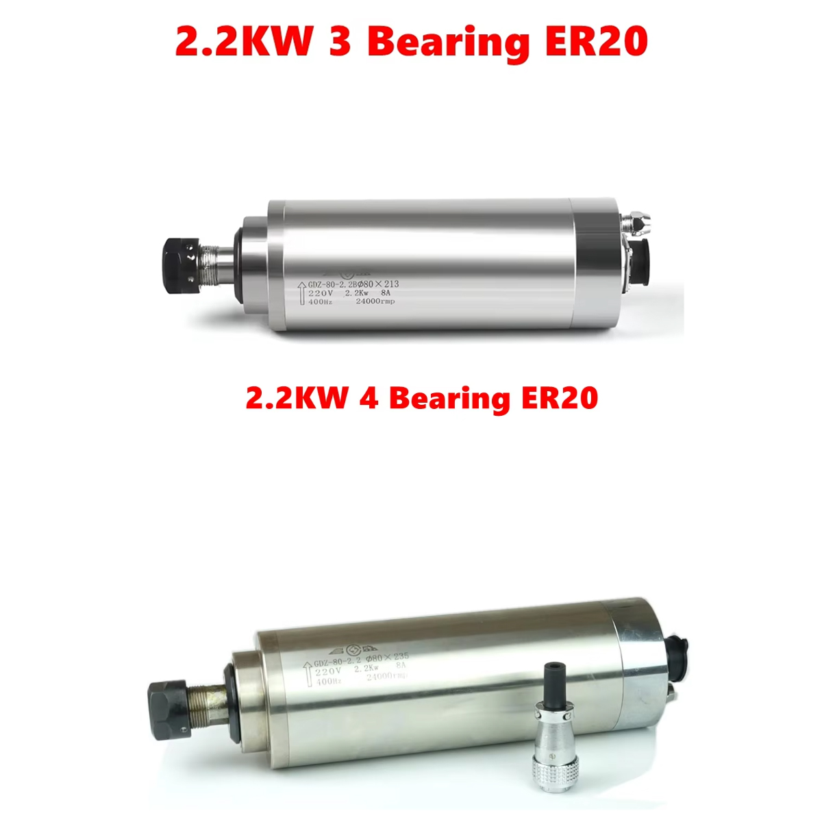 2.2KW 수냉식 스핀들 모터 ER20 3 4 베어링  - Water Cooled Spindle 리뷰 및 가격